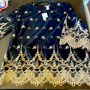Women’s size small Black and gold sheer tunic